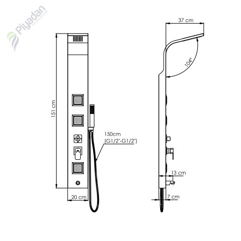 Gpd Dsp09 Duş Paneli (Mat-Siyah)(20X151X7)