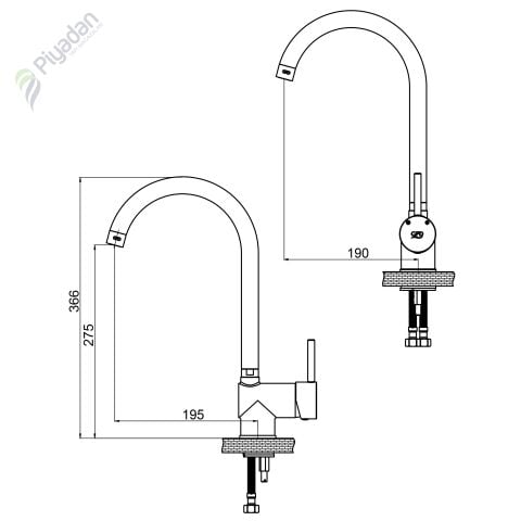 Gpd Espina Mte 70 Tek Gövde Eviye Bataryası