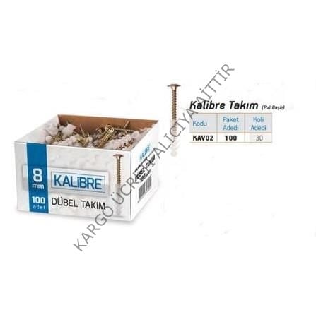 Kalibre Vida+Dübel 8MM (Paket/100 Adet)