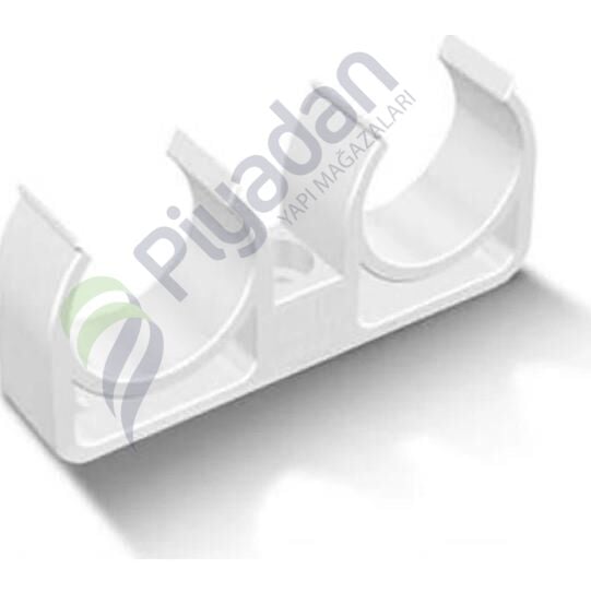 Fırat Boru Beyaz Çiftli Boru Kelepçesi 25mm