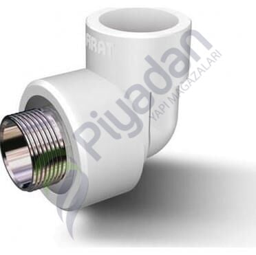 Fırat Boru Beyaz Dış Dişli Dirsek 20mm 1/2