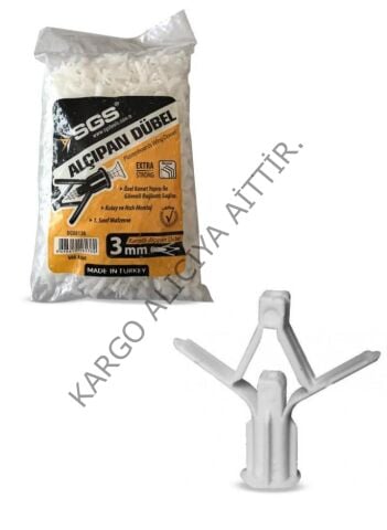 Sgs 6136 Kanatlı Alçıpan Dübeli 3mm 500 Adet/Paket