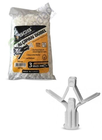 Sgs 6136 Kanatlı Alçıpan Dübeli 3mm 500 Adet/Paket