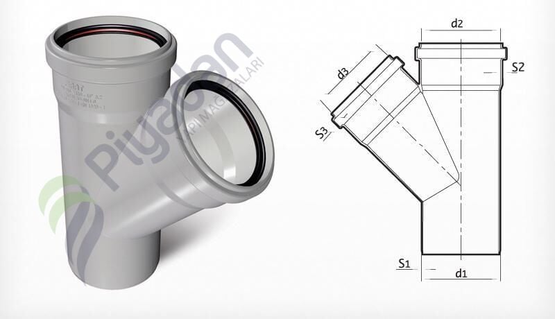 Fırat Boru Pvc Tek Çatal 50/50*45°