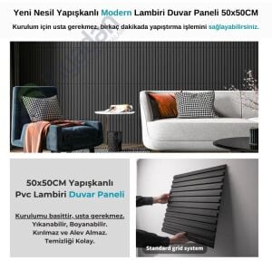 Piyadan Çiçek Desen 50X50 3D Pvc Lambiri Siyah