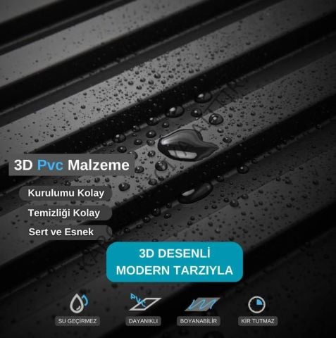 Piyadan Çiçek Desen 50X50 3D Pvc Lambiri Siyah