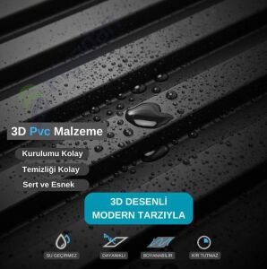 Piyadan Çiçek Desen 50X50 3D Pvc Lambiri Siyah