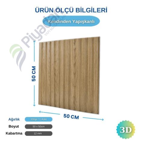 Piyadan LMB-C 50X50 Ceviz Renk 3D Pvc Lambiri