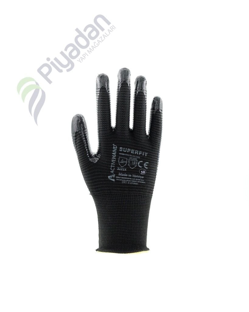 Activenhand Act 087 Polyester No:10 Siyah Eldiven