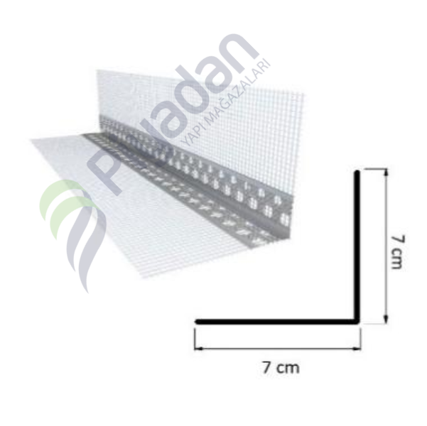 Piyadan 7x7 A Clas Beyaz Pvc Fileli Köşebent 2,5mt