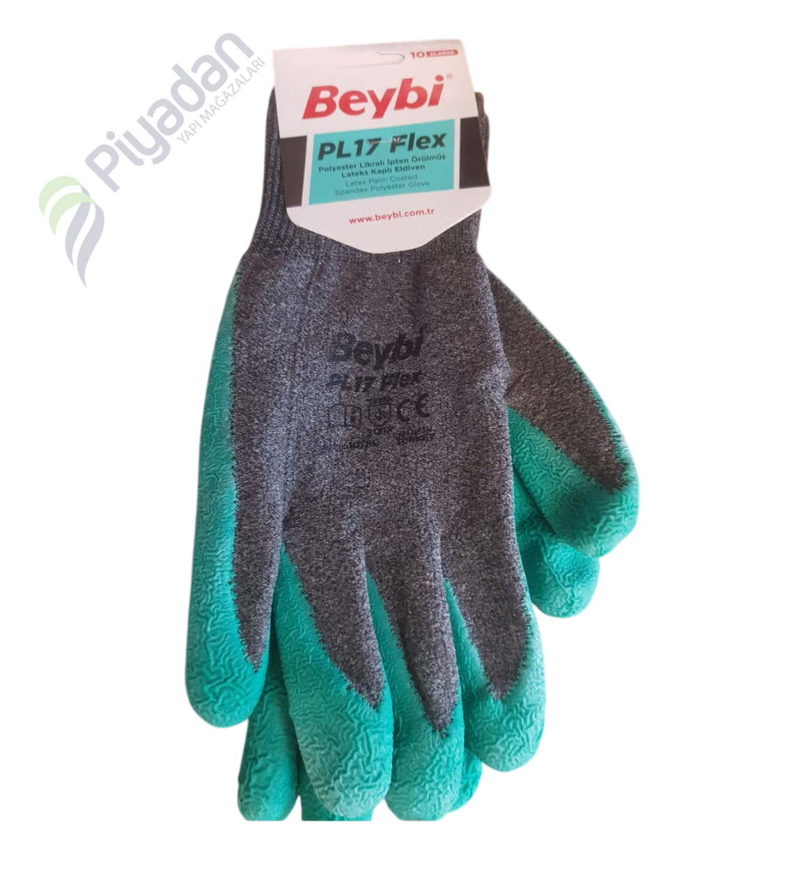 Beybi No10 Latex Kaplı PL-17 Flex Yeşil Eldiven