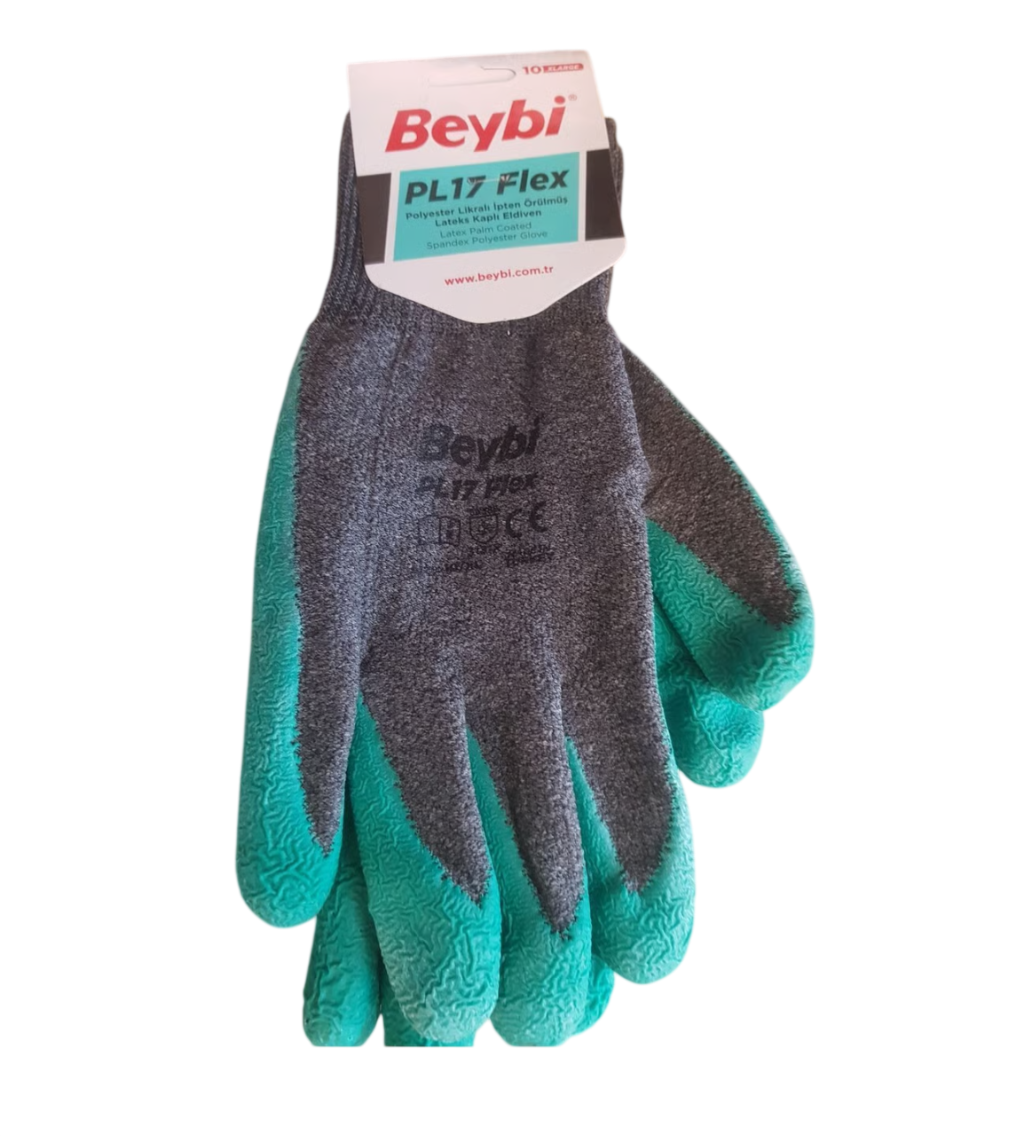Beybi No10 Latex Kaplı PL-17 Flex Yeşil Eldiven